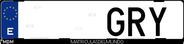 Imágen de matrícula de coche con letras GRY de España