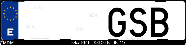 Imágen de matrícula de coche con letras GSB de España