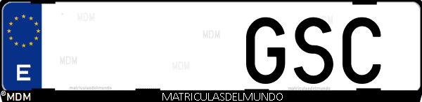 Imágen de matrícula de coche con letras GSC de España