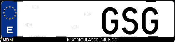 Imágen de matrícula de coche con letras GSG de España