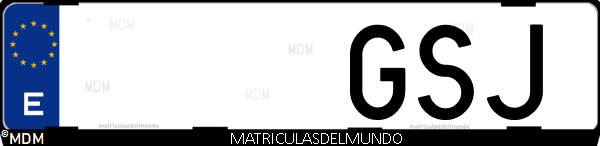 Imágen de matrícula de coche con letras GSJ de España