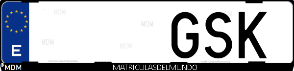 Imágen de matrícula de coche con letras GSK de España
