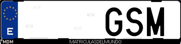 Imágen de matrícula de coche con letras GSM de España