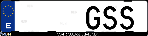 Imágen de matrícula de coche con letras GSS de España