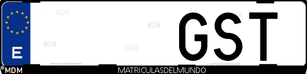Imágen de matrícula de coche con letras GST de España
