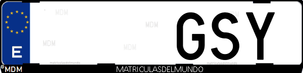 Imágen de matrícula de coche con letras GSY de España