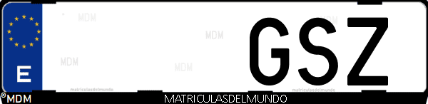 Imágen de matrícula de coche con letras GSZ de España