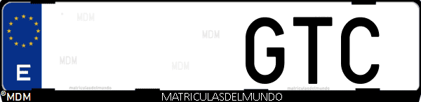 Imágen de matrícula de coche con letras GTC de España