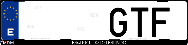 Imágen de matrícula de coche con letras GTF de España