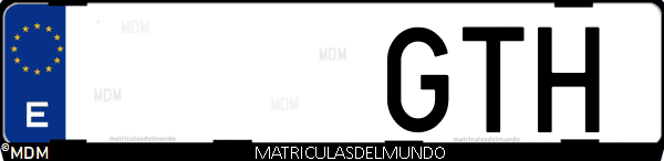 Imágen de matrícula de coche con letras GTH de España