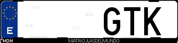 Imágen de matrícula de coche con letras GTK de España