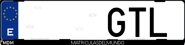 Imágen de matrícula de coche con letras GTL de España