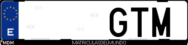 Imágen de matrícula de coche con letras GTM de España