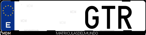 Imágen de matrícula de coche con letras GTR de España