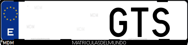 Imágen de matrícula de coche con letras GTS de España