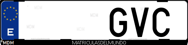 Imágen de matrícula de coche con letras GVC de España