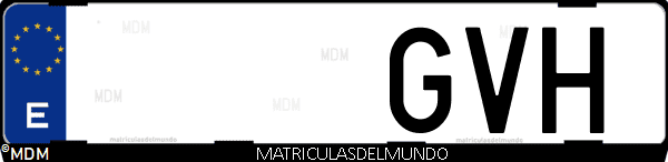 Imágen de matrícula de coche con letras GVH de España