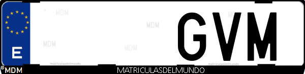 Imágen de matrícula de coche con letras GVM de España