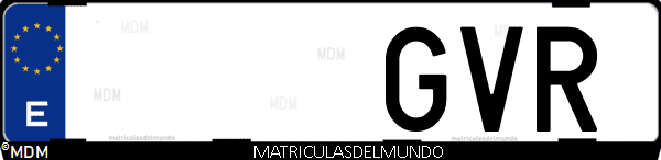 Imágen de matrícula de coche con letras GVR de España