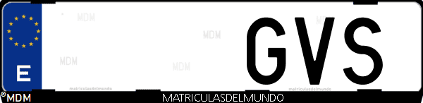 Imágen de matrícula de coche con letras GVS de España