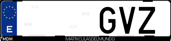 Imágen de matrícula de coche con letras GVZ de España