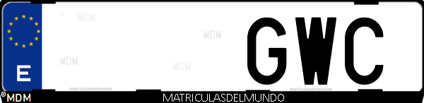 Imágen de matrícula de coche con letras GWC de España