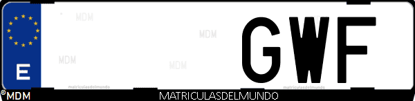 Imágen de matrícula de coche con letras GWF de España
