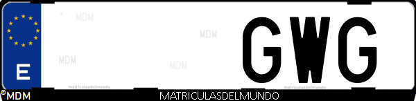 Imágen de matrícula de coche con letras GWG de España