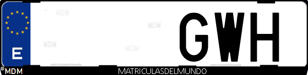 Imágen de matrícula de coche con letras GWH de España