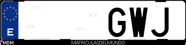 Imágen de matrícula de coche con letras GWJ de España