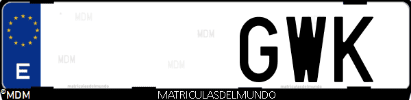 Imágen de matrícula de coche con letras GWK de España