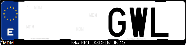 Imágen de matrícula de coche con letras GWL de España