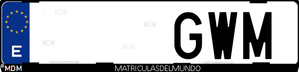Imágen de matrícula de coche con letras GWM de España