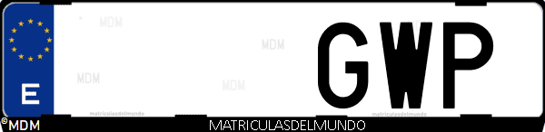 Imágen de matrícula de coche con letras GWP de España