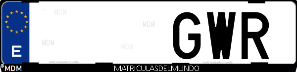 Imágen de matrícula de coche con letras GWR de España