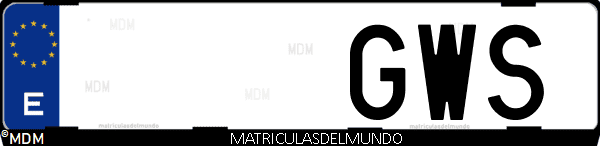 Imágen de matrícula de coche con letras GWS de España