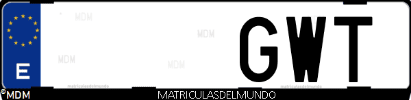 Imágen de matrícula de coche con letras GWT de España
