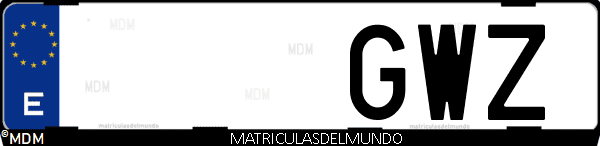 Imágen de matrícula de coche con letras GWZ de España