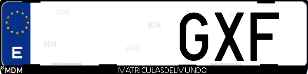 Imágen de matrícula de coche con letras GXF de España