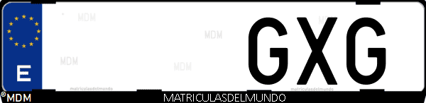 Imágen de matrícula de coche con letras GXG de España