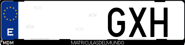 Imágen de matrícula de coche con letras GXH de España
