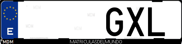 Imágen de matrícula de coche con letras GXL de España