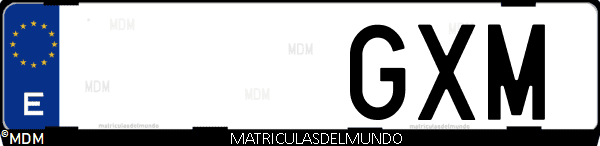 Imágen de matrícula de coche con letras GXM de España
