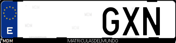 Imágen de matrícula de coche con letras GXN de España