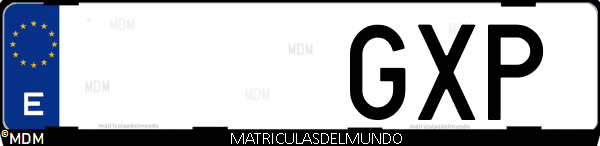 Imágen de matrícula de coche con letras GXP de España