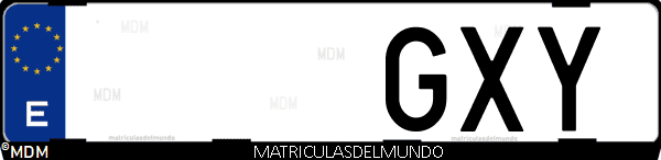 Imágen de matrícula de coche con letras GXY de España