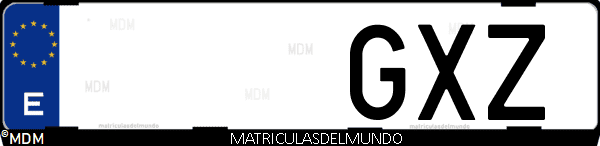 Imágen de matrícula de coche con letras GXZ de España