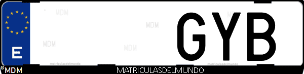 Imágen de matrícula de coche con letras GYB de España