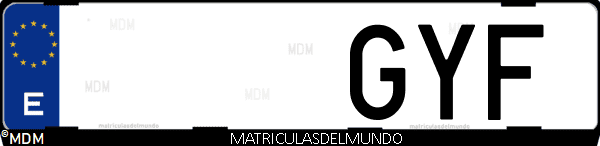 Imágen de matrícula de coche con letras GYF de España
