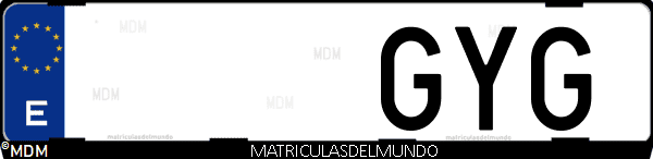 Imágen de matrícula de coche con letras GYG de España
